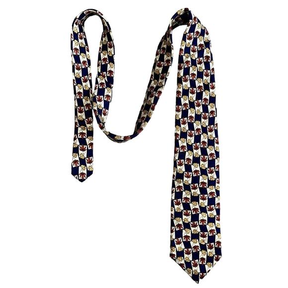 Lands' End Men's Ties Set Of Two 100% Silk Neck Ties Leaf Dot Pattern Multicolor - Picture 3 of 10